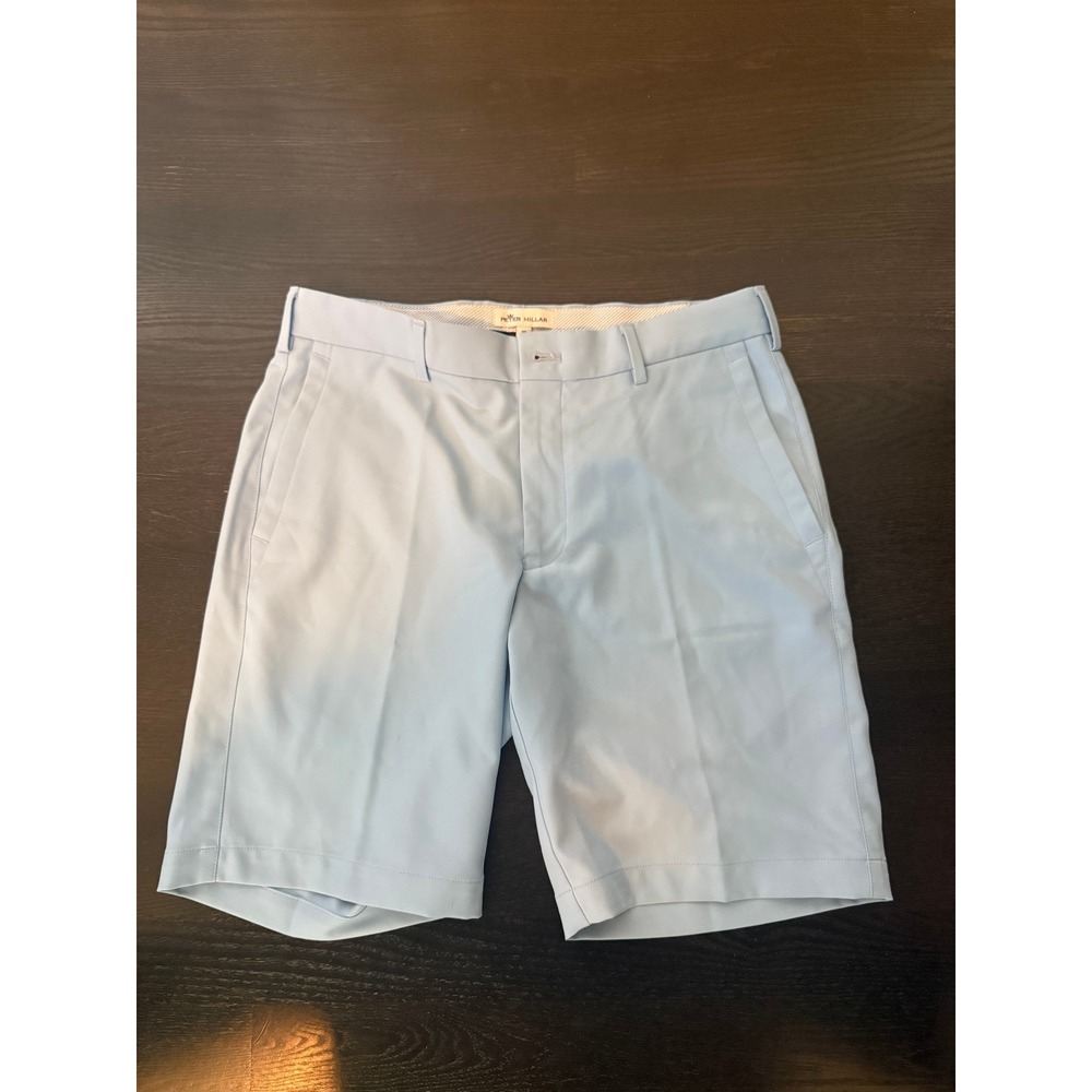 Peter Millar Mens Baby Blue Performance Golf Shorts Waist 30 Flat Front Casual